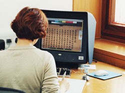 Eva Del Rey at one of the new Photoshop workstations in the IDP Digitisation Studio