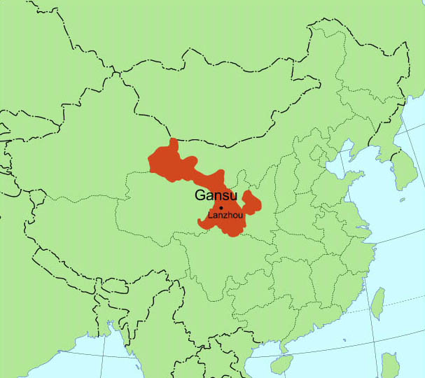 Map of Gansu Province, China.