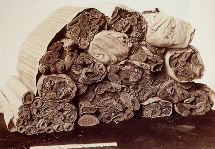 Pile of scrolls from the Cave 17