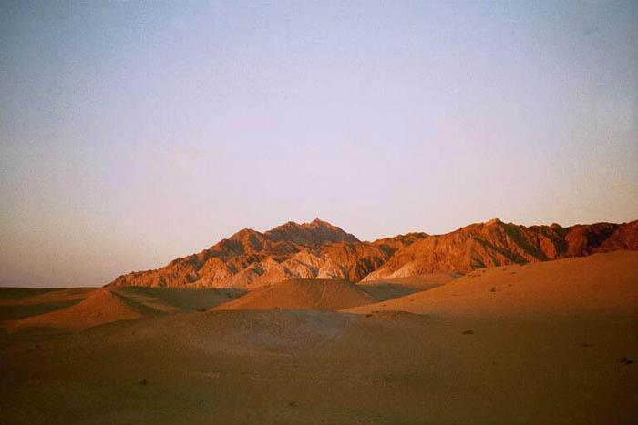 Sand dunes near Dunhuang in evening